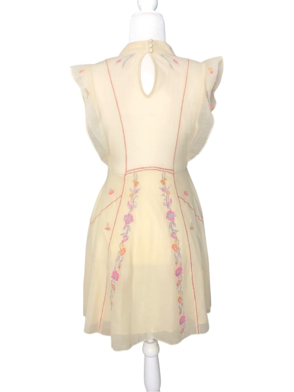 Free People Riviera Embroidered Illusion Mini Dress Size 4 - Picture 6 of 10